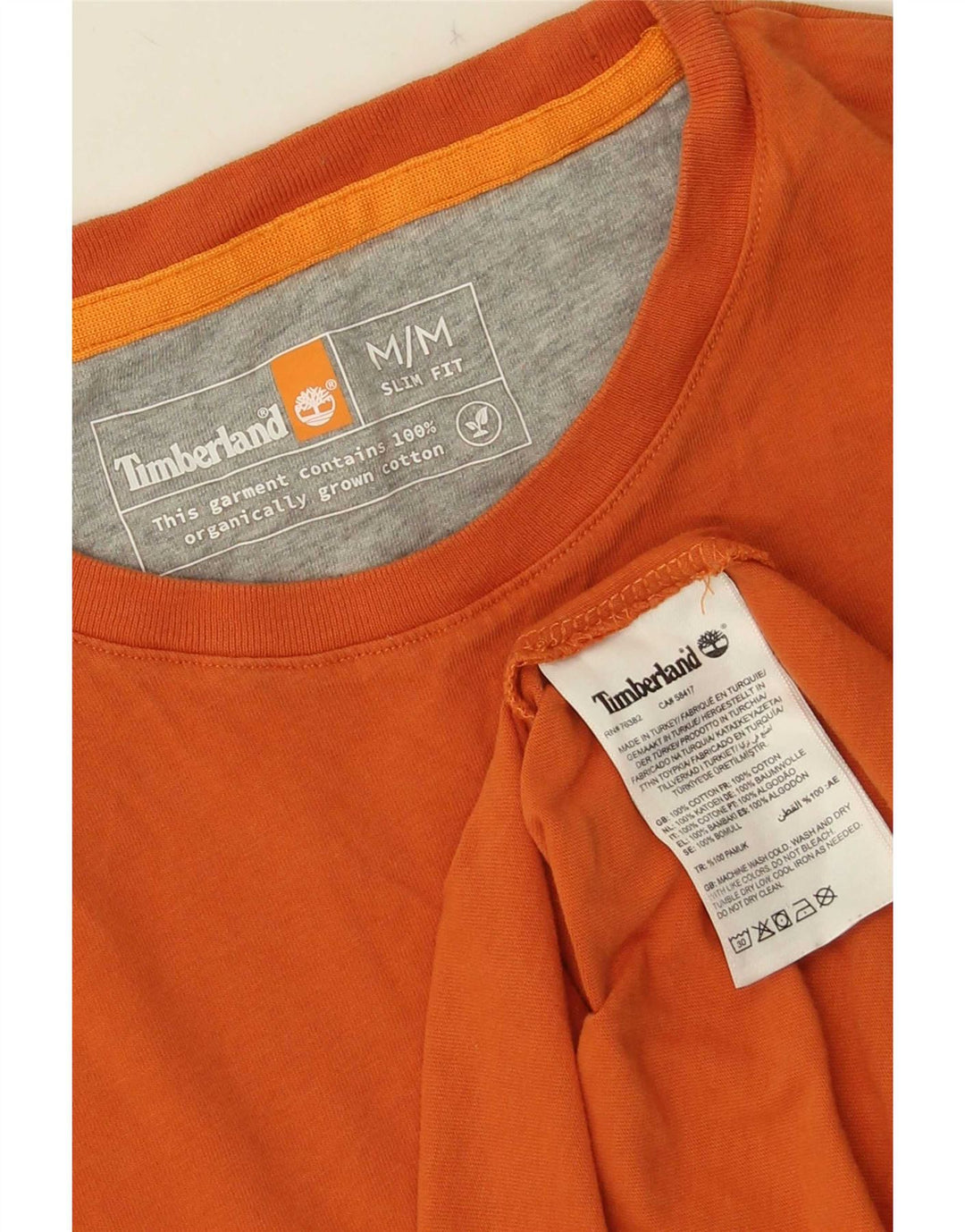 Timberland Mens Slim Fit T-Shirt Top Medium Orange Cotton