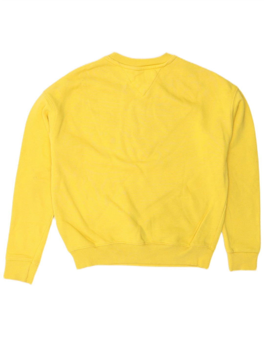 TOMMY HILFIGER Womens Oversized Sweatshirt Jumper UK 6 XS Yellow Cotton