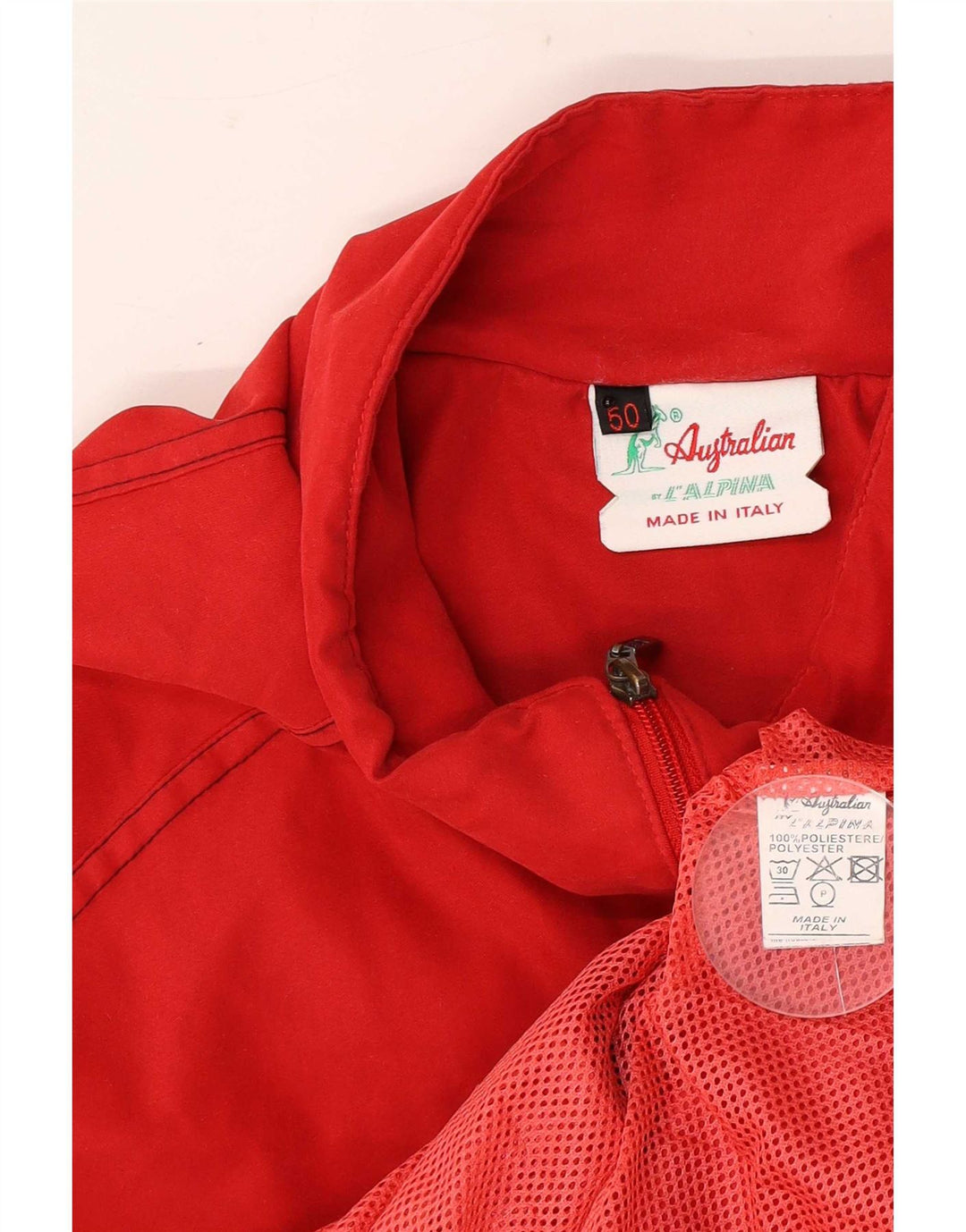 AUSTRALIAN L'ALPINA Mens Tracksuit Top Jacket IT 50 Medium Red Polyester