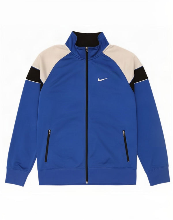 Nike Mens Tracksuit Top Jacket Large Blue Colourblock Polyester