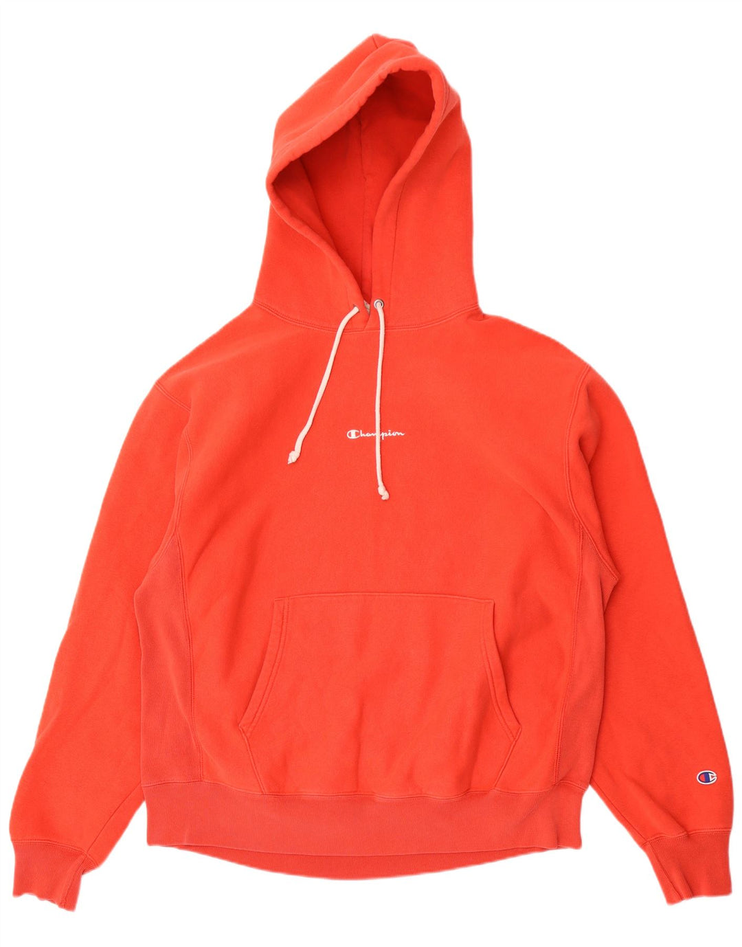 Champion Mens Hoodie Jumper Large Orange Cotton