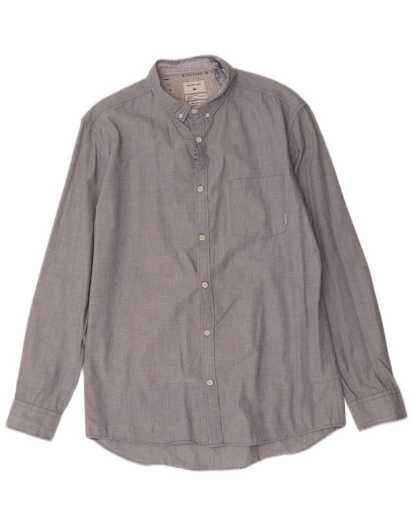 Quiksilver Mens Modern Fit Shirt Medium Blue Cotton