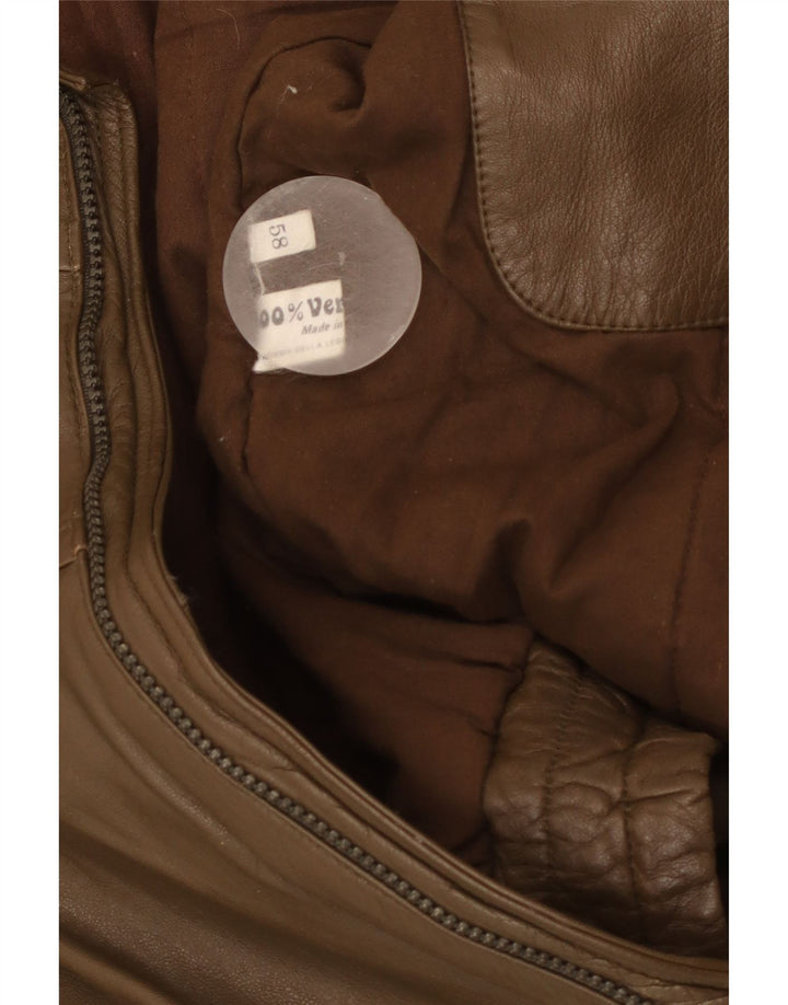 Vintage Mens Leather Jacket UK 40 Large Khaki Leather