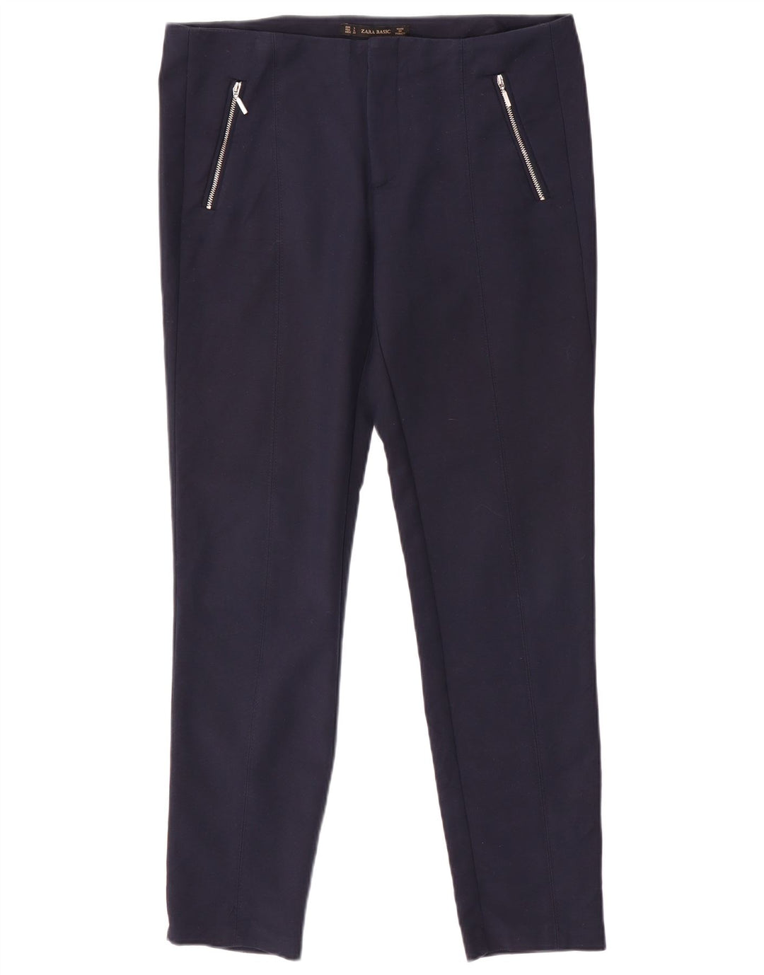 ZARA Womens Slim Casual Trousers Large W32 L29 Navy Blue