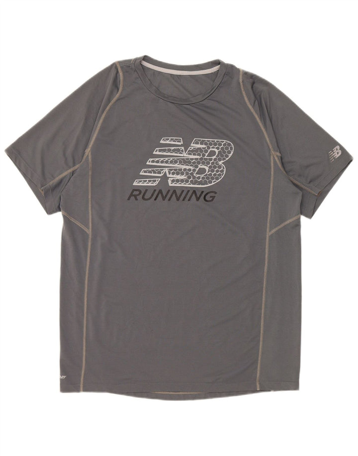 New Balance Mens Graphic T-Shirt Top Medium Grey Polyester