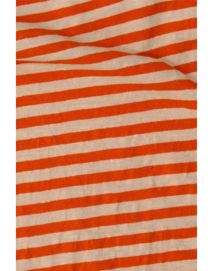 SCOTCH & SODA Womens T-Shirt Top UK 14 Large Orange Striped Cotton