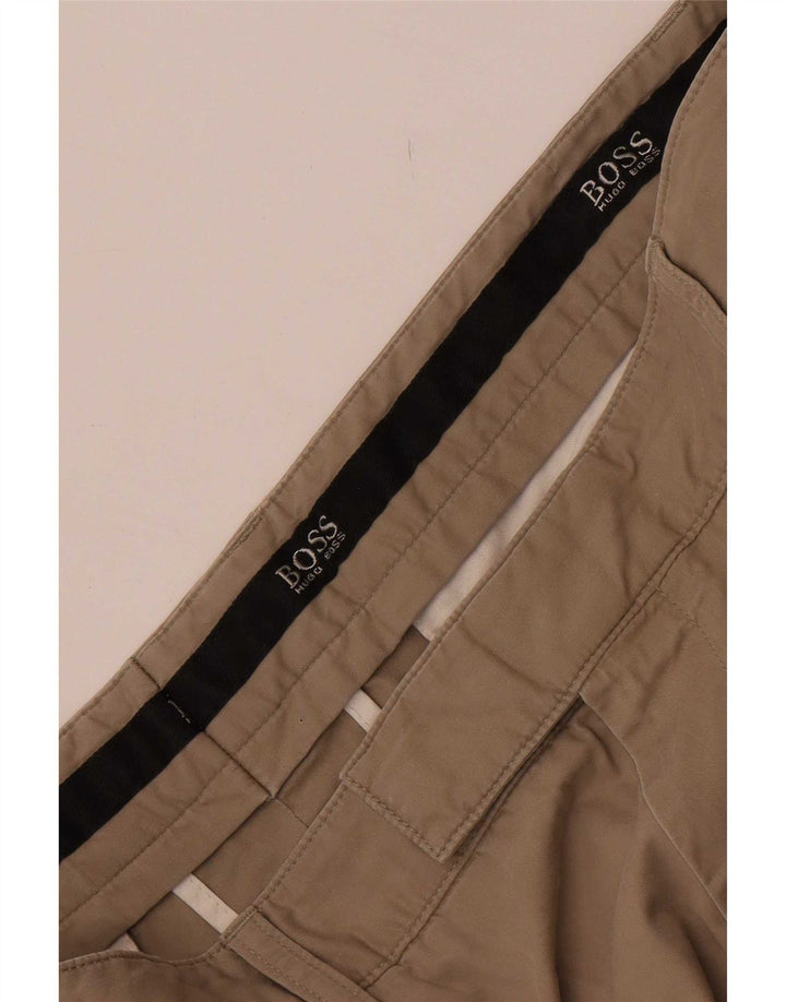 Hugo Boss Mens Straight Suit Trousers W36 L33 Beige