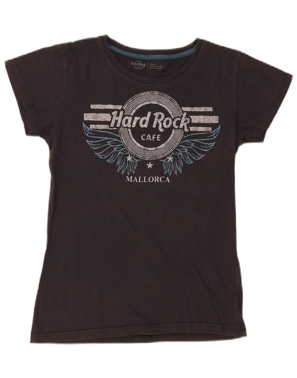 Hard Rock Cafe Womens Mallorca Graphic T-Shirt Top UK 8 Small Grey Cotton