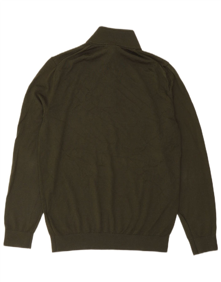 Reiss Mens Zip Neck Jumper Sweater Large Green Acrylic