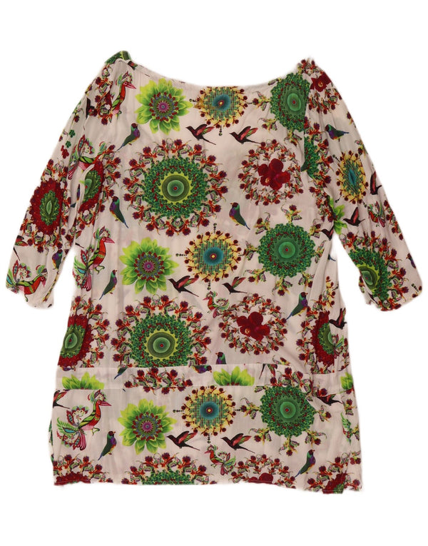 Desigual Womens 3/4 Sleeve Blouse Top UK 14 Large Multicoloured Floral