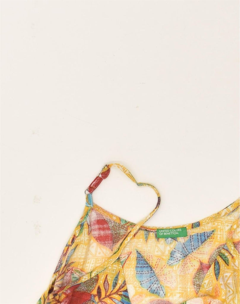 BENETTON Womens Cami Top UK 10 Small Yellow Floral | Vintage Benetton | Thrift | Second-Hand Benetton | Used Clothing | Messina Hembry 