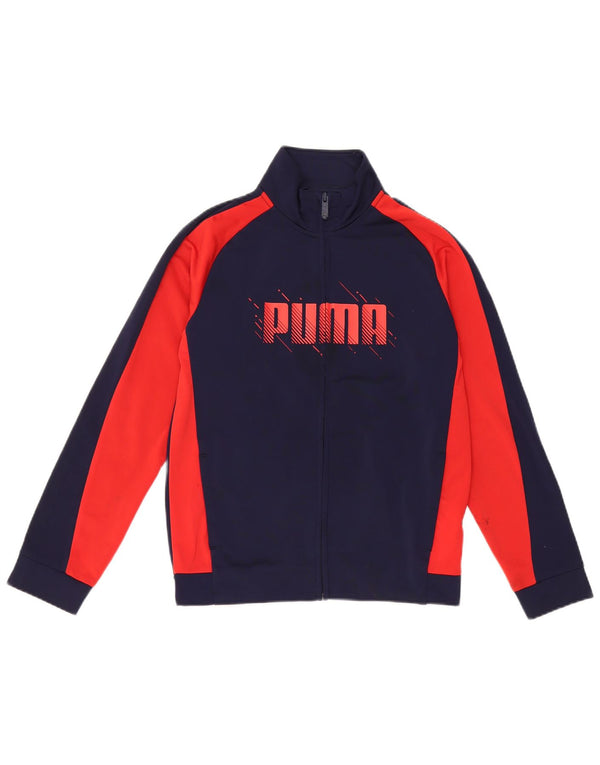 Puma Boys Graphic Tracksuit Top Jacket 11-12 Years Navy Blue Colourblock
