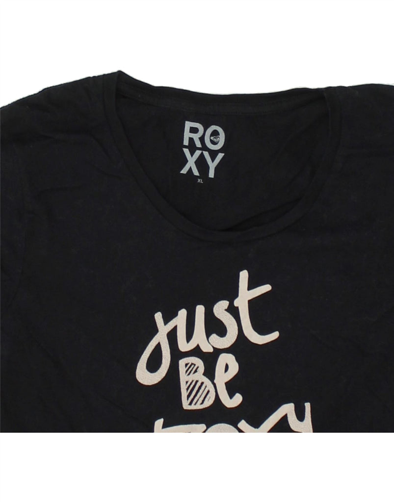 ROXY Girls Graphic T-Shirt Top 13-14 Years XL Black Cotton | Vintage Roxy | Thrift | Second-Hand Roxy | Used Clothing | Messina Hembry 