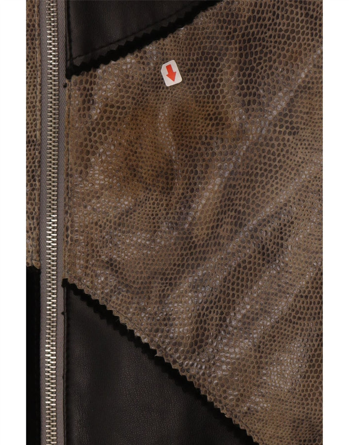 Linea Womens Leather Jacket EU 46/48 2XL Black Colourblock Leather