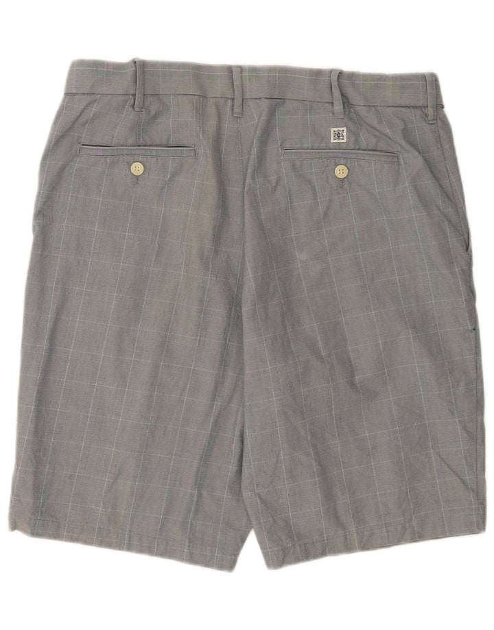 Marks & Spencer Mens Chino Shorts W36 Large Grey Check Cotton