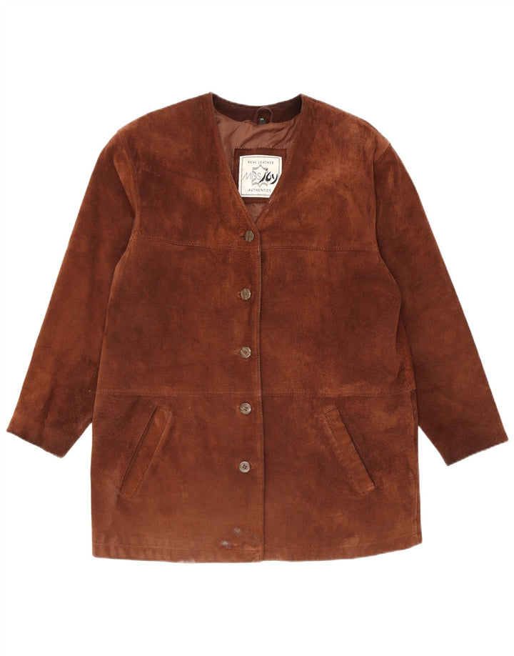 Vintage Womens Suede Jacket EU 38 Medium Brown Leather