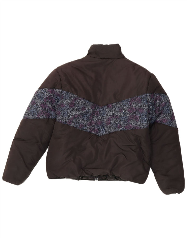 Fila Womens Loose Fit Padded Jacket UK 14 Medium Black Paisley Polyester