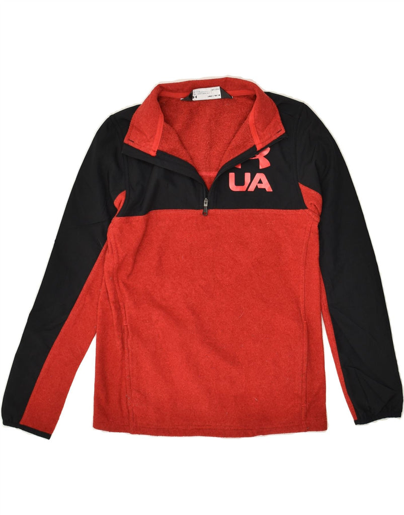 UNDER ARMOUR Boys Zip Neck Sweatshirt Jumper 11-12 Years Medium Red | Vintage Under Armour | Thrift | Second-Hand Under Armour | Used Clothing | Messina Hembry 