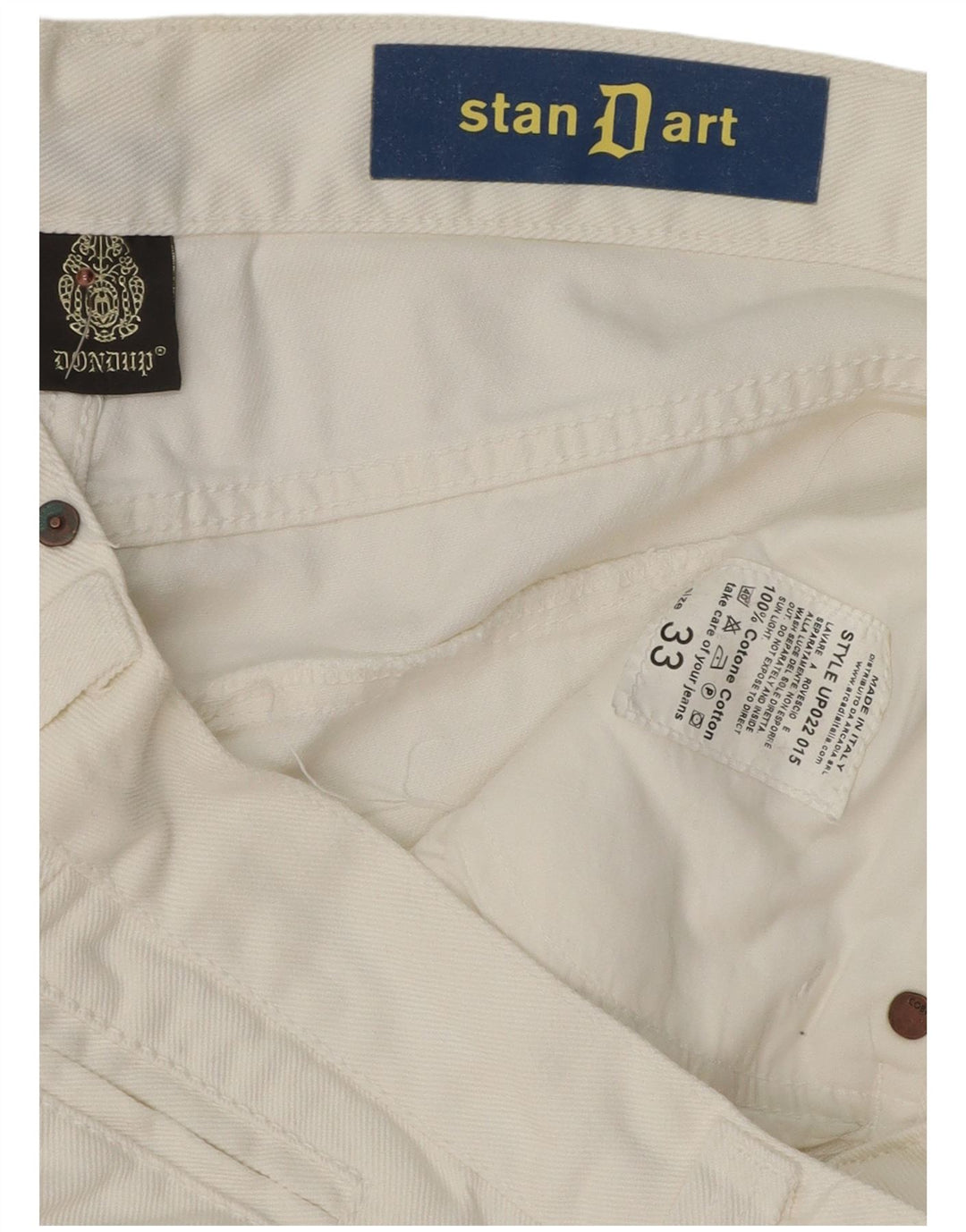 Dondup Mens Stan Dart Straight Jeans W33 L32 White Cotton