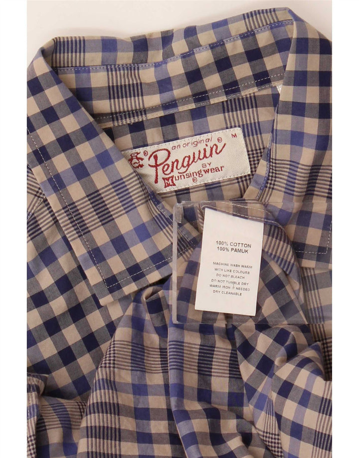 Penguin Mens Shirt Medium Grey Gingham Cotton