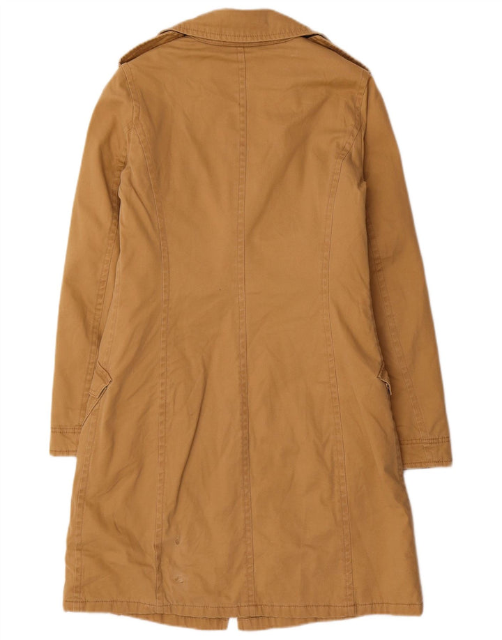 Benetton Womens Trench Coat UK 8 Small Beige Cotton