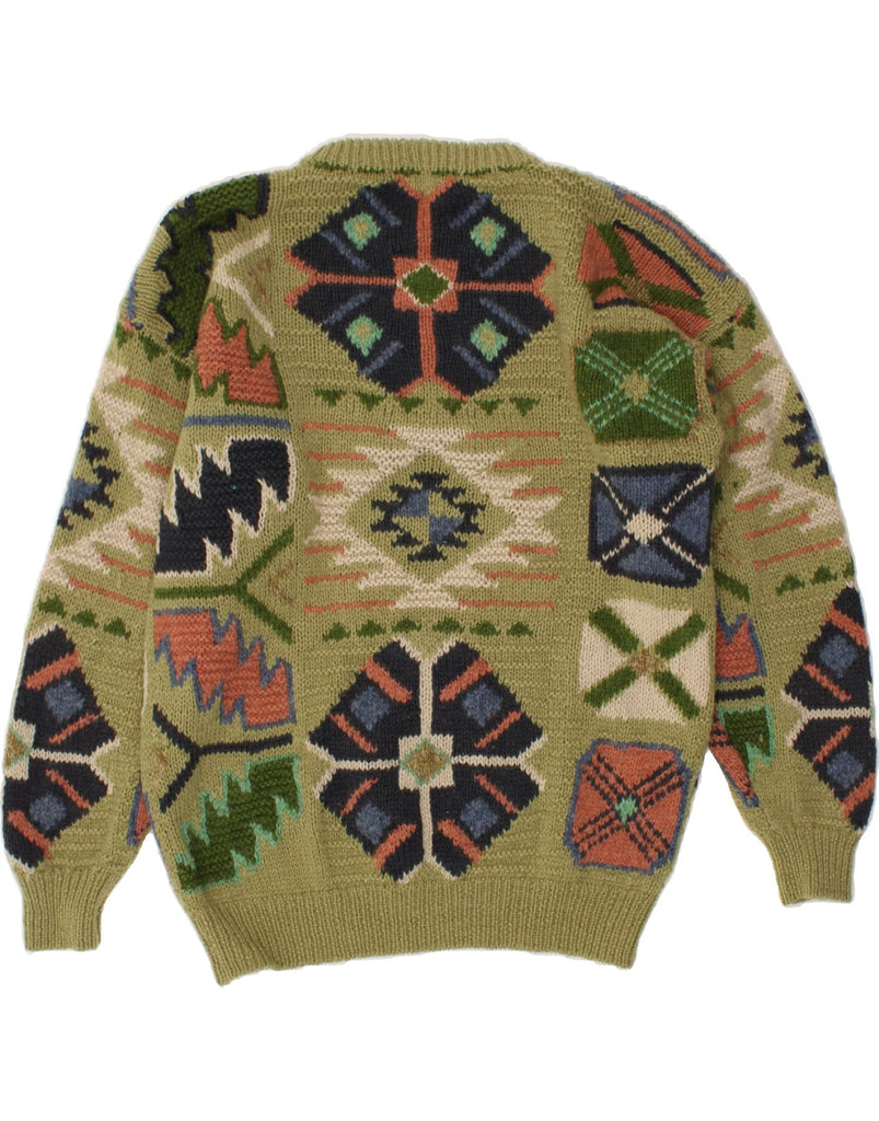 VINTAGE Womens Crew Neck Jumper Sweater UK 16 Large Green Geometric | Vintage Vintage | Thrift | Second-Hand Vintage | Used Clothing | Messina Hembry 