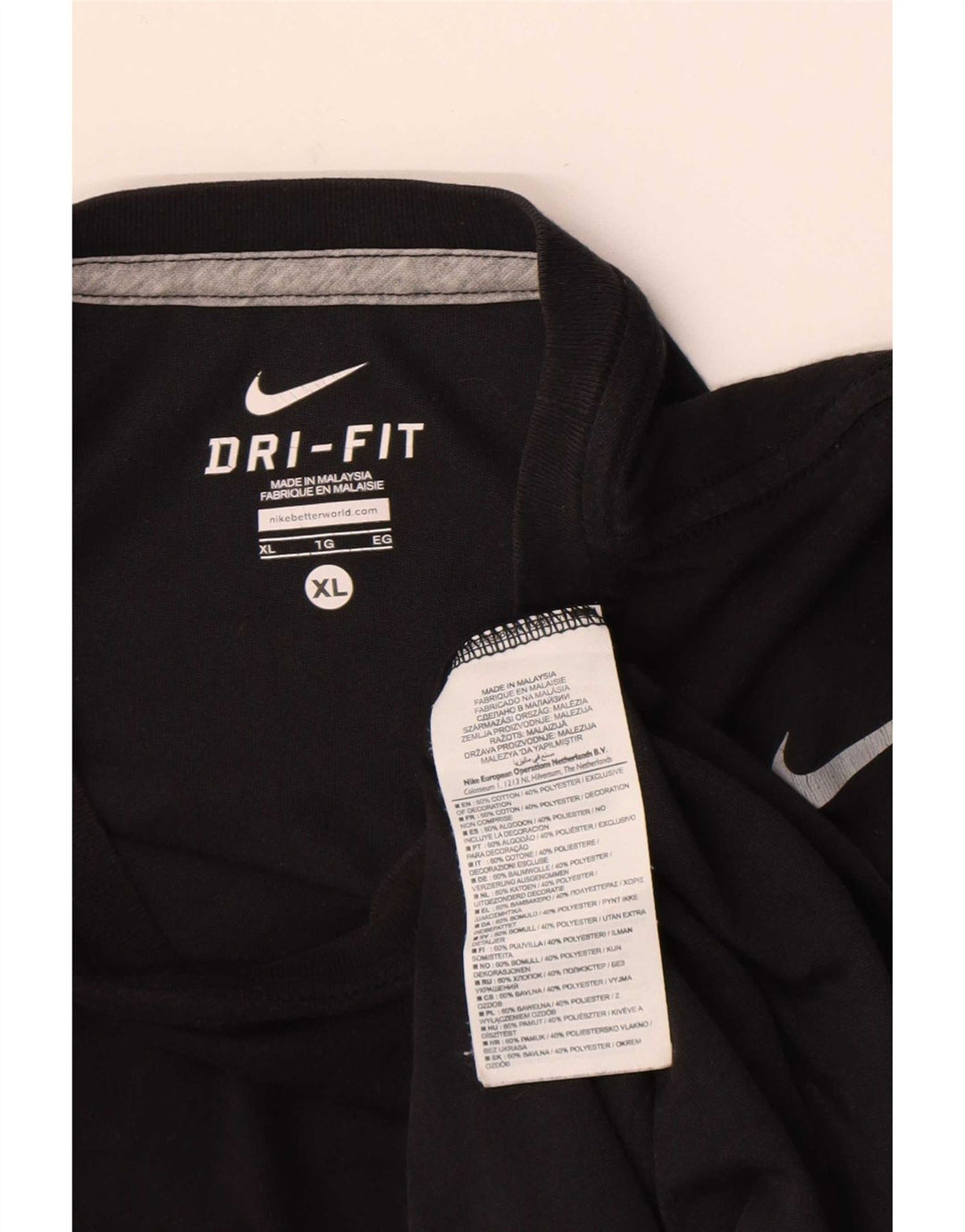 Nike Mens Dri Fit T-Shirt Top XL Black Cotton