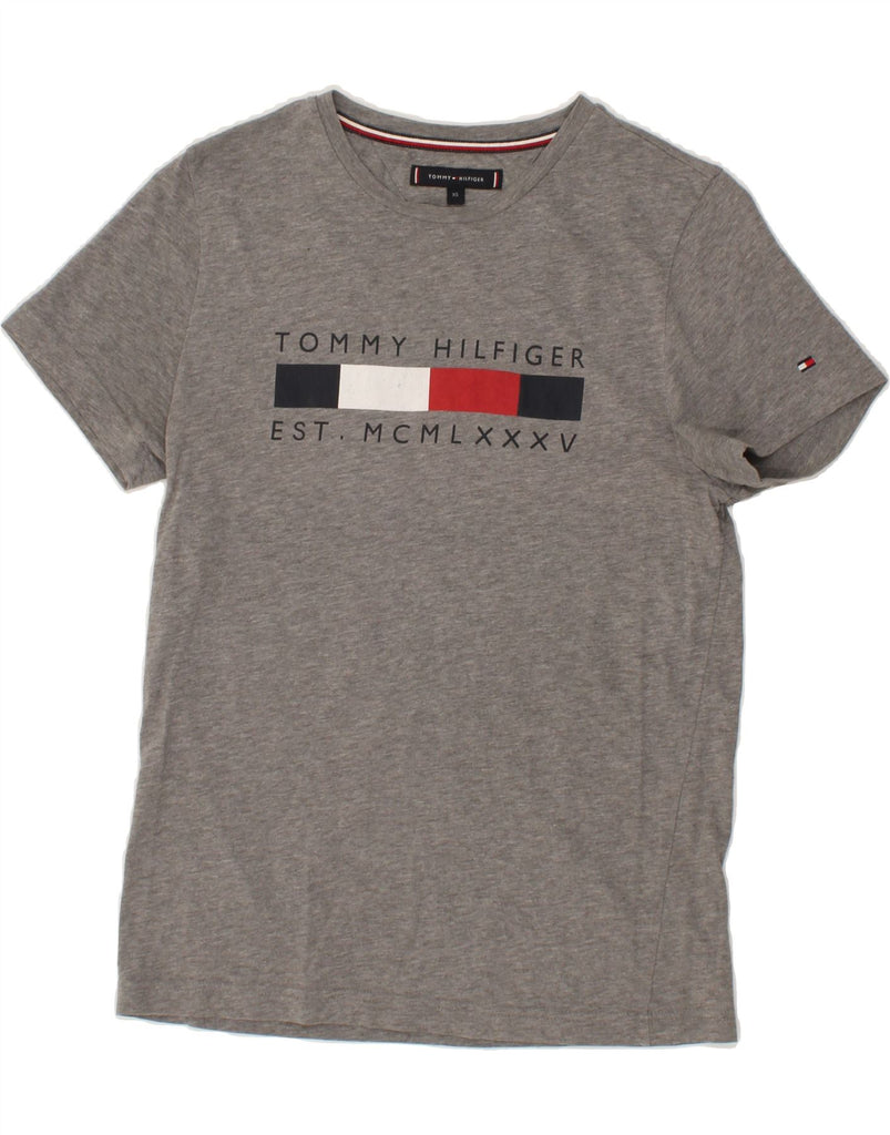 TOMMY HILFIGER Mens Graphic T-Shirt Top XS Grey Cotton Vintage Tommy Hilfiger and Second-Hand Tommy Hilfiger from Messina Hembry 
