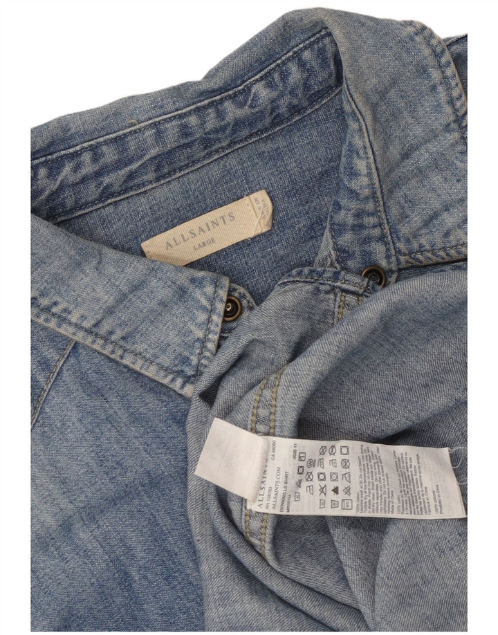 All Saints Mens Denim Shirt Large Blue Cotton