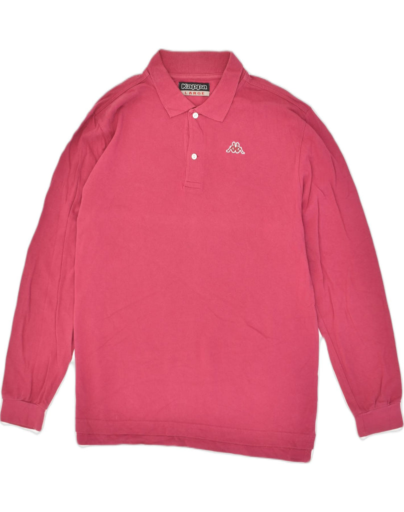 KAPPA Mens Long Sleeve Polo Shirt Large Pink Cotton | Vintage Kappa | Thrift | Second-Hand Kappa | Used Clothing | Messina Hembry 