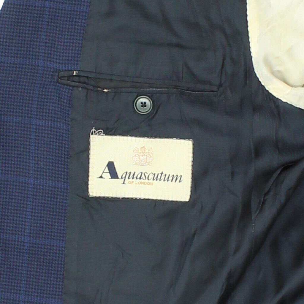 Aquascutum Mens Navy 3 Button Blazer Jacket | Vintage High End Designer Suit VTG | Vintage Messina Hembry | Thrift | Second-Hand Messina Hembry | Used Clothing | Messina Hembry 