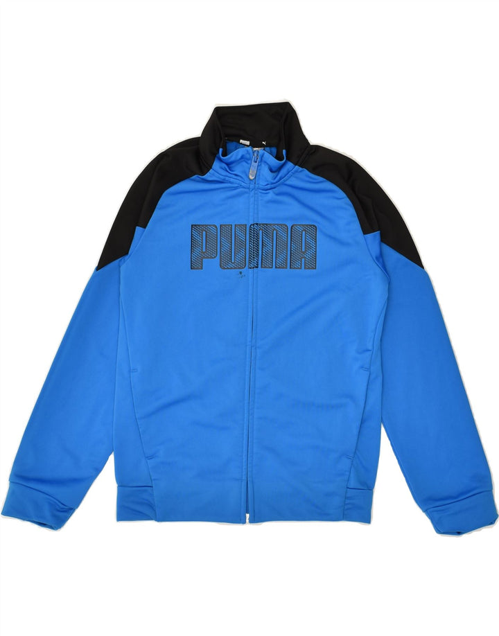 PUMA Boys Graphic Tracksuit Top Jacket 9-10 Years Blue Colourblock | Vintage Puma | Thrift | Second-Hand Puma | Used Clothing | Messina Hembry 