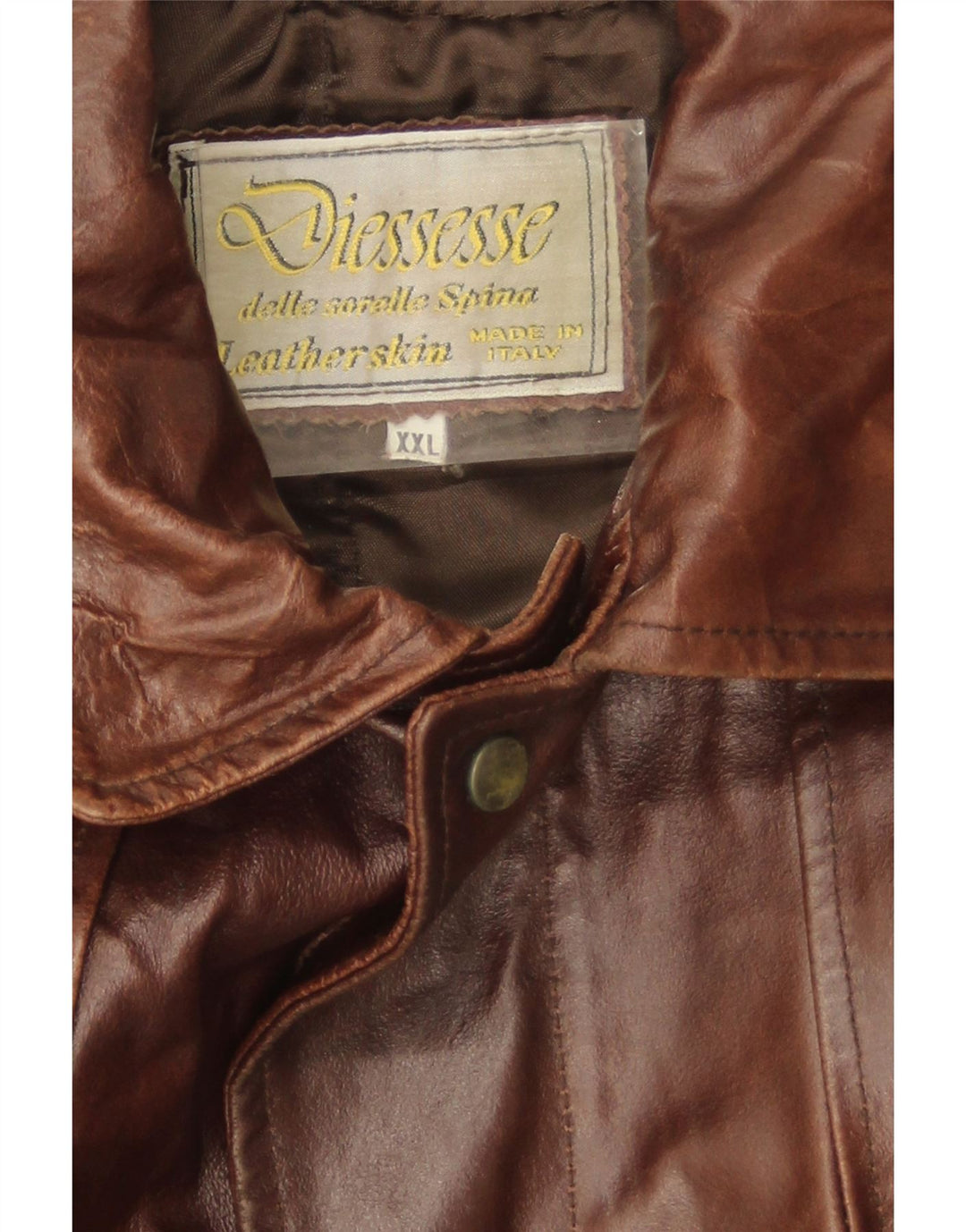Vintage Mens Leather Coat UK 44 2XL Brown Leather