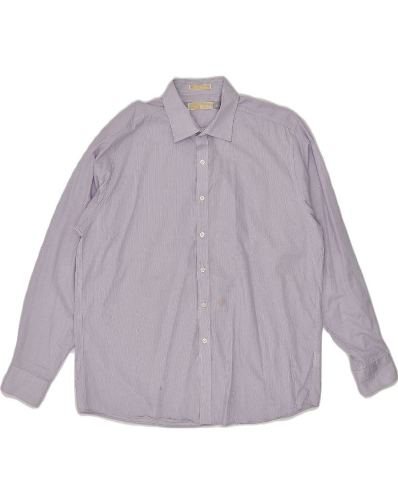 MICHAEL KORS Mens Shirt Size 17 1/2 XL Purple Pinstripe Cotton | Vintage Michael Kors | Thrift | Second-Hand Michael Kors | Used Clothing | Messina Hembry 