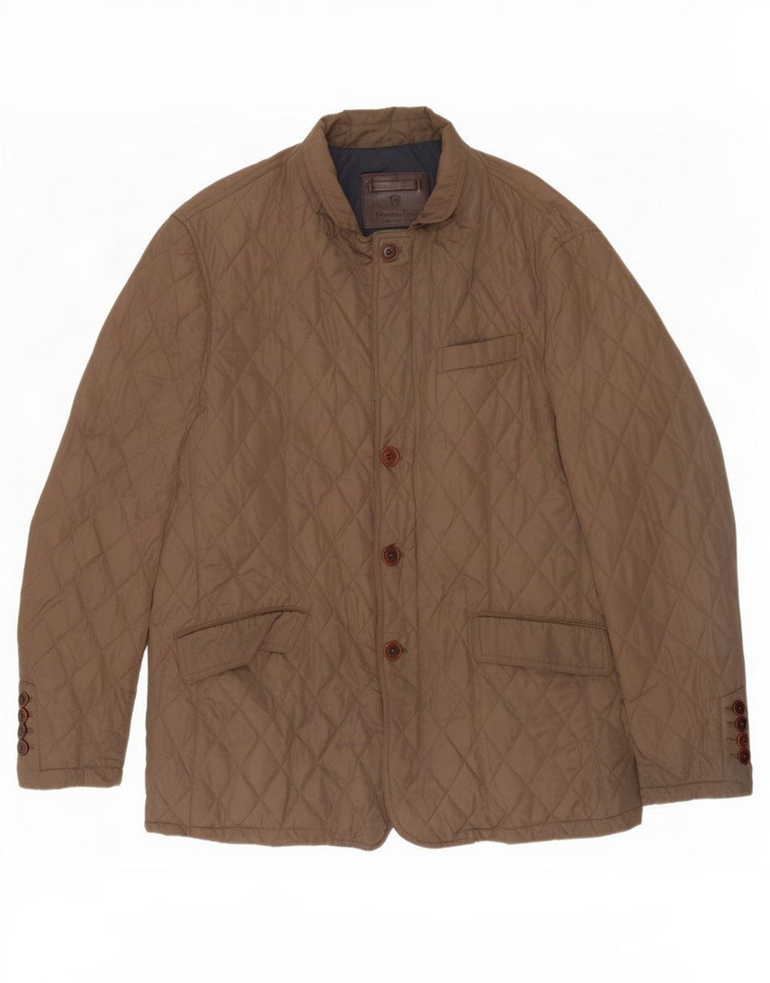 Massimo Dutti Mens Quilted Jacket UK 42 XL Brown Polyester