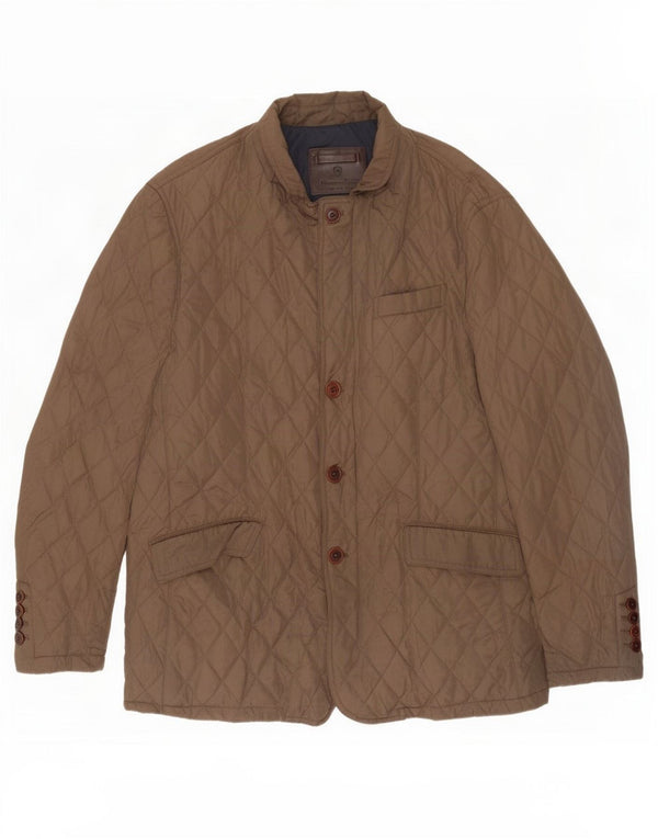Massimo Dutti Mens Quilted Jacket UK 42 XL Brown Polyester