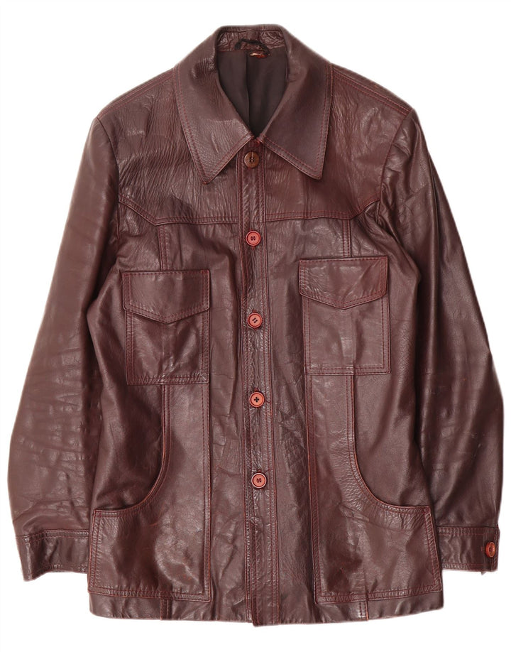 Vintage Mens Leather Jacket UK 38 Medium Maroon