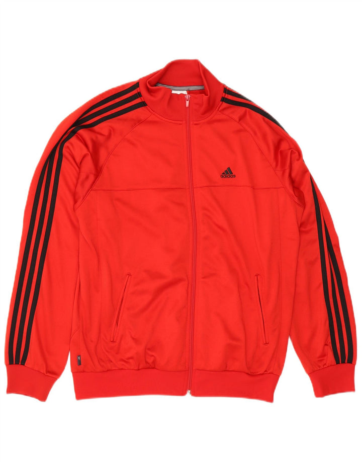 Adidas Boys Tracksuit Top Jacket 15-16 Years Red Polyester