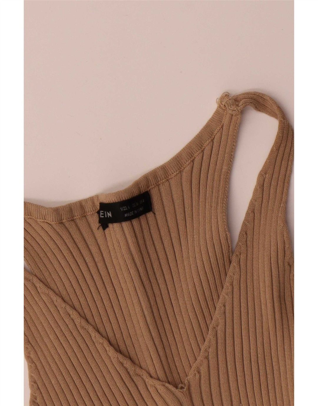 Shein Womens Sleeveless Bodycon Dress UK 8 Small Beige Polyester
