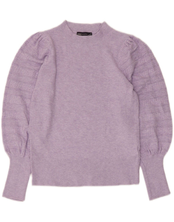 Marks & Spencer Womens Crew Neck Jumper Sweater UK 10 Small Purple Viscose