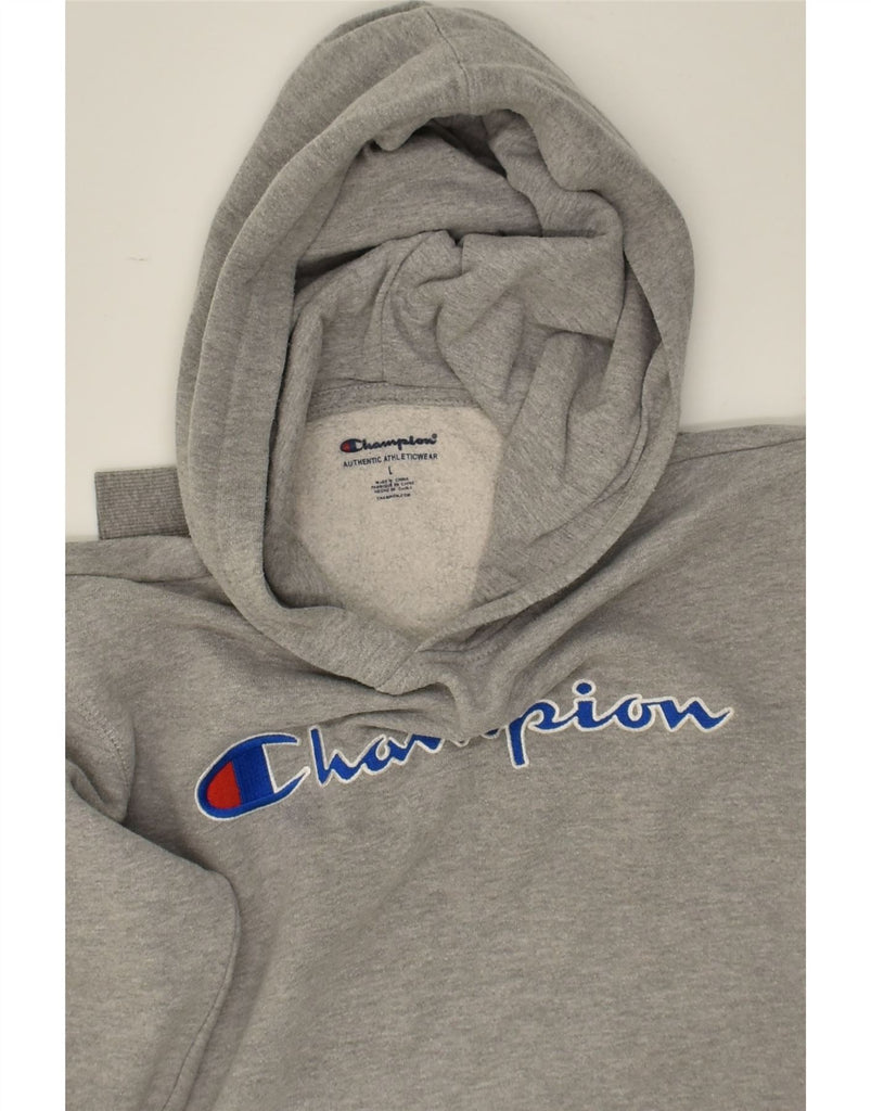 CHAMPION Womens Graphic Hoodie Jumper UK 16 Large Grey | Vintage Champion | Thrift | Second-Hand Champion | Used Clothing | Messina Hembry 