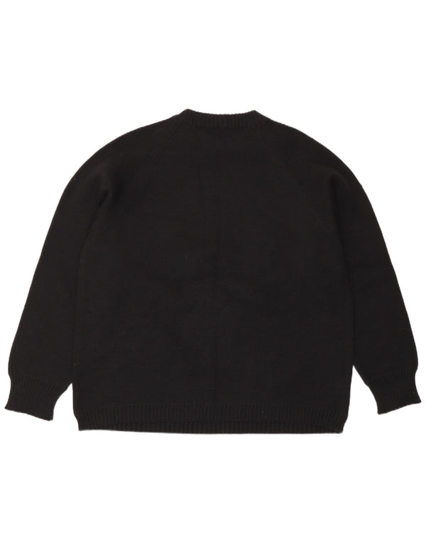 Vintage Womens Crew Neck Jumper Sweater UK 14 Large Black Geometric