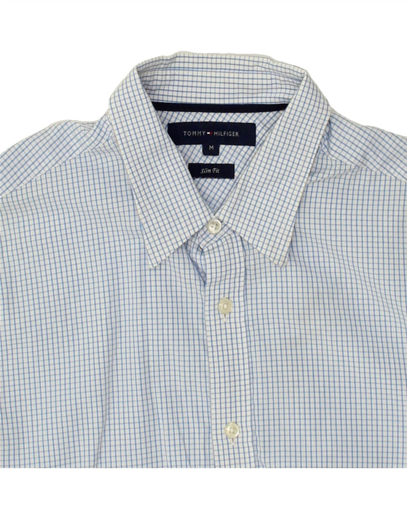 TOMMY HILFIGER Mens Slim Fit Shirt Medium Blue Check Cotton | Vintage Tommy Hilfiger | Thrift | Second-Hand Tommy Hilfiger | Used Clothing | Messina Hembry 