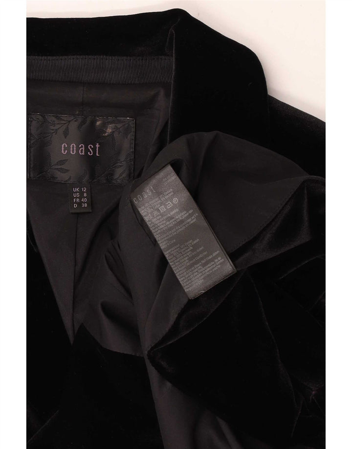 Coast Womens 1 Button Velvet Blazer Jacket UK 12 Medium Black Polyester