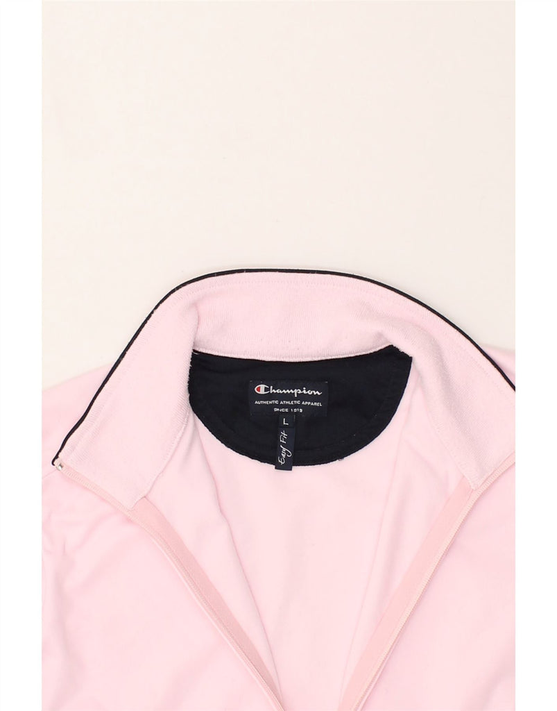 CHAMPION Womens Easy Fit Tracksuit Top Jacket UK 16 Large Pink | Vintage Champion | Thrift | Second-Hand Champion | Used Clothing | Messina Hembry 