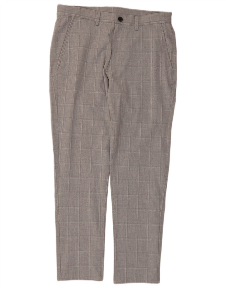 Zara Mens Slim Chino Trousers EU 40 Medium W31 L28 Grey Check