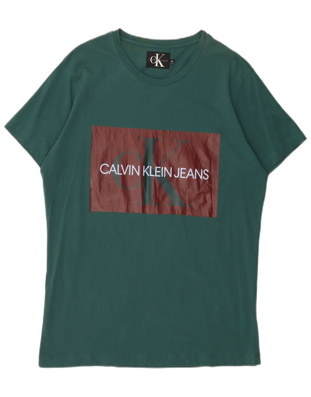 Calvin Klein Jeans Mens Slim Graphic T-Shirt Top XL Green