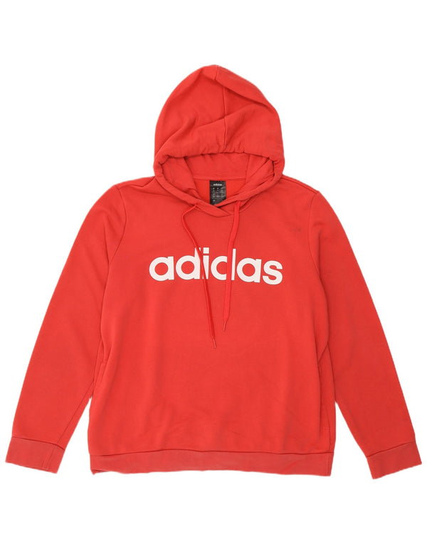 Adidas Womens Graphic Hoodie Jumper UK 20/22 XL Red Cotton