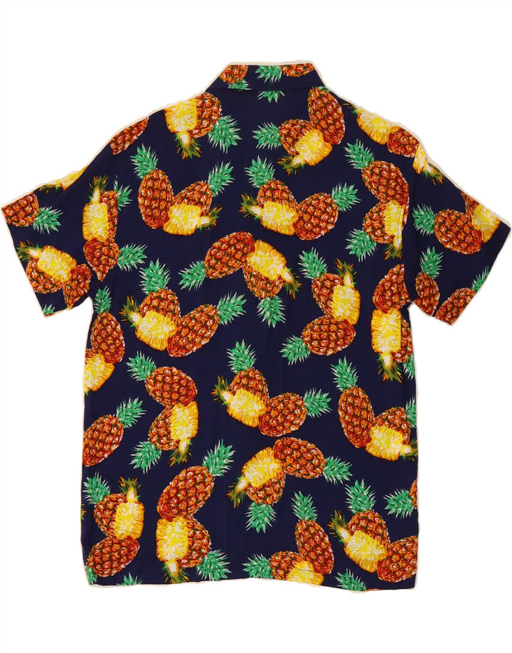 VINTAGE Mens Abstract Pattern Short Sleeve Shirt Small Navy Blue Vintage Vintage and Second-Hand Vintage from Messina Hembry 
