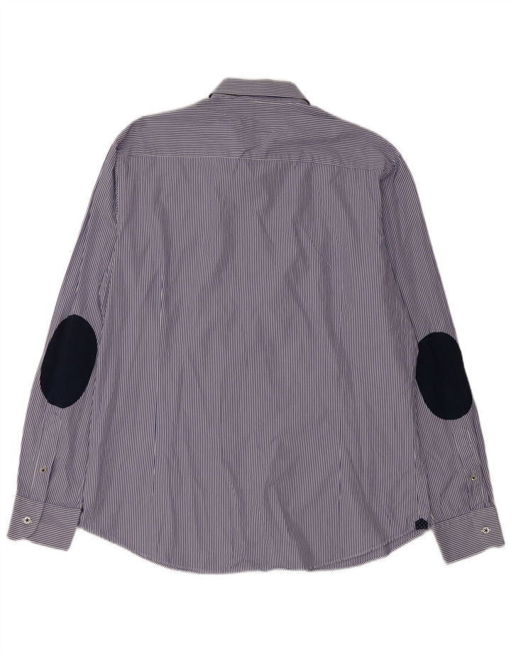 MASSIMO DUTTI Mens Shirt XL Blue Pinstripe